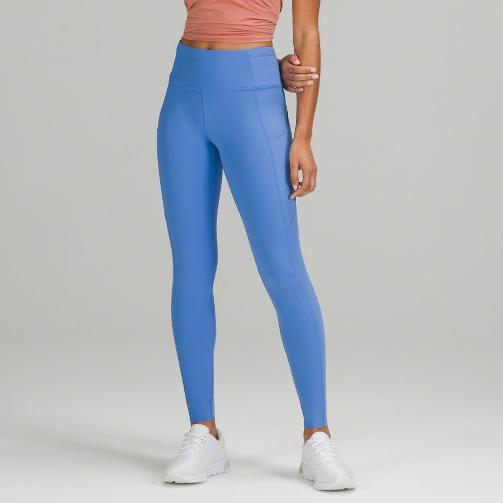 Size 4 lululemon Fast and Free Brushed High Rise Tight 28” in Blue Nile